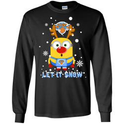 Minion New York Knicks Ugly Christmas Sweaters Let It Snow LS Cotton T-Shirt - The White Eagles