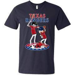 Texas Rangers Baseball Rick And Morty Men's V-Neck T-Shirt - The White Eagles