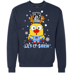 Minion Brooklyn Nets Ugly Christmas Sweaters Let It Snow Sweatshirt - The White Eagles