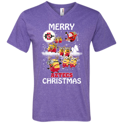 San Diego State Athletics Ugly Christmas Sweaters Minions Santa Claus Merry Christmas Men's V-Neck T-Shirt - The White Eagles