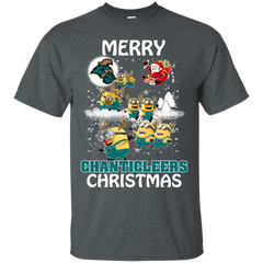 Coastal Carolina Chanticleers Ugly Christmas Sweaters Minions Santa Claus Merry Christmas Cotton T-Shirt - The White Eagles
