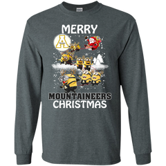 Appalachian State Mountaineers T Shirts Minions Santa Claus Merry Christmas LS Cotton T-Shirt - The White Eagles