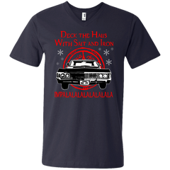 Deck The Halls With Salt And Iron Impala Lalalalalalala Supernatural Ugly Christmas Sweater Men's V-Neck T-Shirt - The White Eagles