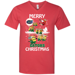 Florida Gators Ugly Christmas Sweaters Minions Santa Claus Merry Christmas Men's V-Neck T-Shirt - The White Eagles