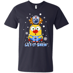 Minion Edmonton Oilers Ugly Christmas Sweaters Let It Snow Men's V-Neck T-Shirt - The White Eagles