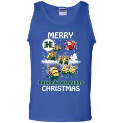Hawaii Rainbow Warriors Ugly Christmas Sweaters Minions Santa Claus Merry Christmas Tank Top - The White Eagles