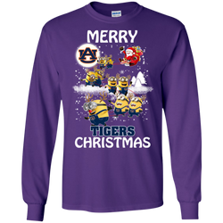 Auburn Tigers T Shirts Minions Santa Claus Merry Christmas LS Cotton T-Shirt - The White Eagles