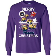 Auburn Tigers T Shirts Minions Santa Claus Merry Christmas LS Cotton T-Shirt - The White Eagles