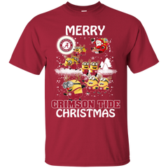 Alabama Crimson Tide T Shirts Minions Santa Claus Merry Christmas Cotton T-Shirt - The White Eagles