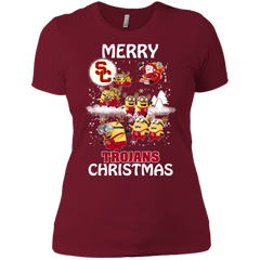 Usc Trojans Ugly Christmas Sweaters Minions Santa Claus Merry Christmas Ladies' Shirt - The White Eagles