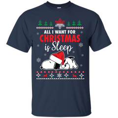 All I Want For Christmas Is Sleep Snoopy The Peanuts Movie Cotton T-Shirt - The White Eagles
