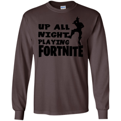 Fortnite Up All Night Playing Fortnite LS Cotton T-Shirt - The White Eagles