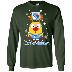 Minion New York Rangers Ugly Christmas Sweaters Let It Snow LS Cotton T-Shirt - The White Eagles