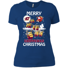 Central Michigan Chippewas Ugly Christmas Sweaters Minions Santa Claus Merry Christmas Ladies' Shirt - The White Eagles