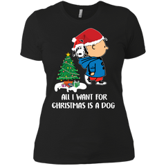All I Want For Christmas Is A Dog Snoopy Charlie Brown The Peanuts Movie Ladies' Shirt - The White Eagles