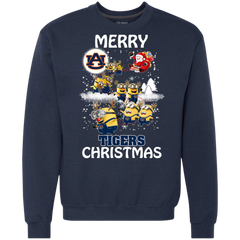 Auburn Tigers Ugly Christmas Sweaters Minions Santa Claus Merry Christmas Sweatshirt - The White Eagles
