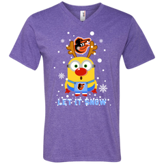 Minion Baltimore Orioles  Ugly Christmas Sweaters Let It Snow Men's V-Neck T-Shirt - The White Eagles