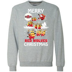 Arkansas State Red Wolves Ugly Christmas Sweaters Minions Santa Claus Merry Christmas Sweatshirt - The White Eagles