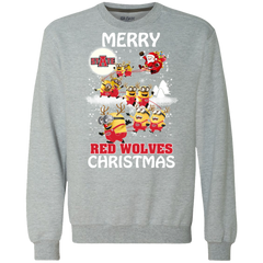 Arkansas State Red Wolves Ugly Christmas Sweaters Minions Santa Claus Merry Christmas Sweatshirt - The White Eagles