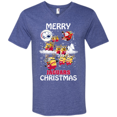 South Alabama Jaguars Ugly Christmas Sweaters Minions Santa Claus Merry Christmas Men's V-Neck T-Shirt - The White Eagles