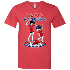 Texas Rangers Baseball Rick And Morty Men's V-Neck T-Shirt - The White Eagles