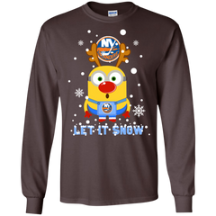 Minion New York Islanders Ugly Christmas Sweaters Let It Snow LS Cotton T-Shirt - The White Eagles