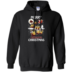 Texas State Bobcats Ugly Christmas Sweaters Minions Santa Claus Merry Christmas Hoodie - The White Eagles