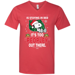 I Want For Christmas Is Staying In Bed Snoopy The Peanuts Movie Men's V-Neck T-Shirt - The White Eagles