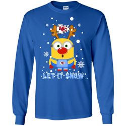 Minion Kansas City Chiefs Ugly Christmas Sweaters Let It Snow LS Cotton T-Shirt - The White Eagles