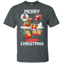 New Mexico State Aggies Ugly Christmas Sweaters Minions Santa Claus Merry Christmas Cotton T-Shirt - The White Eagles
