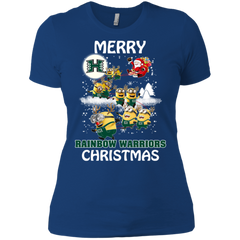 Hawaii Rainbow Warriors Ugly Christmas Sweaters Minions Santa Claus Merry Christmas Ladies' Shirt - The White Eagles