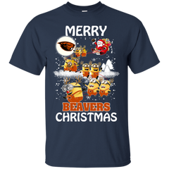 Oregon State Beavers Ugly Christmas Sweaters Minions Santa Claus Merry Christmas Cotton T-Shirt - The White Eagles