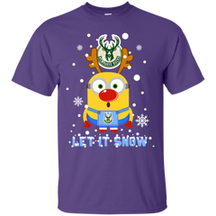 Minion Milwaukee Bucks Ugly Christmas Sweaters Let It Snow Cotton T-Shirt - The White Eagles