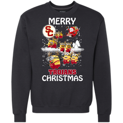 Usc Trojans Ugly Christmas Sweaters Minions Santa Claus Merry Christmas Sweatshirt - The White Eagles