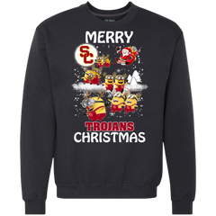 Usc Trojans Ugly Christmas Sweaters Minions Santa Claus Merry Christmas Sweatshirt - The White Eagles