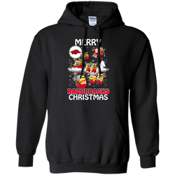 Arkansas Razorback T Shirts Minions Santa Claus Merry Christmas Hoodie - The White Eagles