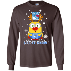 Minion New York Rangers Ugly Christmas Sweaters Let It Snow LS Cotton T-Shirt - The White Eagles
