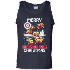 Alabama Crimson Tide T Shirts Minions Santa Claus Merry Christmas Tank Top - The White Eagles