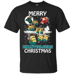 Coastal Carolina Chanticleers Ugly Christmas Sweaters Minions Santa Claus Merry Christmas Cotton T-Shirt - The White Eagles
