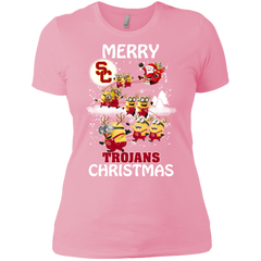 Usc Trojans Ugly Christmas Sweaters Minions Santa Claus Merry Christmas Ladies' Shirt - The White Eagles