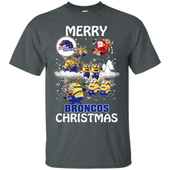 Boise State Broncos Ugly Christmas Sweaters Minions Santa Claus Merry Christmas Cotton T-Shirt - The White Eagles