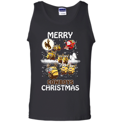 Wyoming Cowboys Ugly Christmas Sweaters Minions Santa Claus Merry Christmas Tank Top - The White Eagles