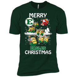 Eastern Michigan Eagles Ugly Christmas Sweaters Minions Santa Claus Merry Christmas Men's Sleeve Shirt - The White Eagles