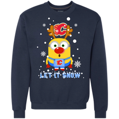 Minion Calgary Flames Ugly Christmas Sweaters Let It Snow Sweatshirt - The White Eagles