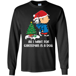 All I Want For Christmas Is A Dog Snoopy Charlie Brown The Peanuts Movie LS Cotton T-Shirt - The White Eagles