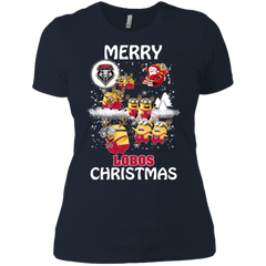 New Mexico Lobos Ugly Christmas Sweaters Minions Santa Claus Merry Christmas Ladies' Shirt - The White Eagles