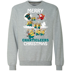 Coastal Carolina Chanticleers Ugly Christmas Sweaters Minions Santa Claus Merry Christmas Sweatshirt - The White Eagles