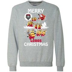 New Mexico Lobos Ugly Christmas Sweaters Minions Santa Claus Merry Christmas Sweatshirt - The White Eagles