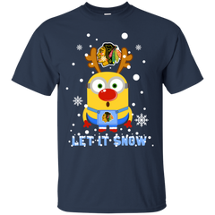 Minion Chicago Blackhawks Ugly Christmas Sweaters Let It Snow Cotton T-Shirt - The White Eagles