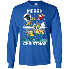 Coastal Carolina Chanticleers Ugly Christmas Sweaters Minions Santa Claus Merry Christmas LS Cotton T-Shirt - The White Eagles
